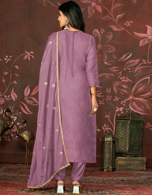 glamorous purple organza designer party wear salwar suit with purple santoon 13630-acy3890 Close-up View